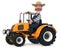 3d illustration the farmer rides on a big tractor