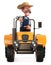 3d illustration the farmer rides on a big tractor