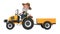 3d illustration farmer rides a tractor