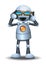 3d illustration fashion wear design of  little robot wearing fancy eyeglass