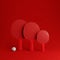 3d Illustration Featuring Family Playing Table Tennis or ping pong. Three red rackets on red background with copy space.