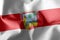 3D illustration flag of Atlantico is a region of Colombia. Wavin