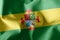 3D illustration flag of Cauca is a region of Colombia. Waving on