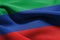 3D illustration flag of Dagestan is a region of Russia. Waving o