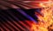 3D illustration of the flag of russia burnt by the hot flames of wildfires.