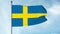 3D Illustration of The flag of Sweden consists of a yellow or gold Nordic cross on a field of light blue. The Nordic cross design