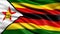 3D illustration of the flag of Zimbabwe waving in the wind