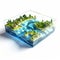 3d Illustration Of Floating Island And Trees In A World Of Water