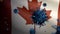 3D illustration Flu coronavirus over Canadian flag. Canada pandemic Covid19
