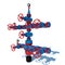 3d illustration Fountain gas fittings natural gas production Red Blue