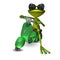 3D Illustration of a frog on a motor scooter