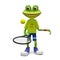 3D Illustration Frog with Tennis Racket