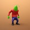 3d-illustration of a funny isolated scifi fish alien with turtleneck sweater anger