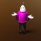 3d-illustration of a funny isolated scifi fish alien with turtleneck sweater at a loss