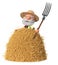 3D illustration funny old grandfather of the farmer