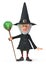 3d illustration funny wizard with staff