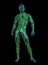 3D Illustration of Futuristic Electronic Circuit Male Cyborg