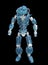 3D Illustration of Futuristic Metal Industrial Robot