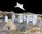 3D illustration of futuristic space base settlement