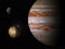 3D Illustration of The Giant planet Jupiter and his satellites