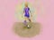 3d illustration girl plays football on a pink background