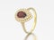 3D illustration gold decorative pear red ruby diamond ring