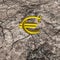 3d Illustration of Gold Euro on Cracked Rock