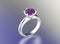 3D illustration gold ring with ultra violet gemstone. Jewelry ba