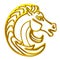 3d illustration gold royal horse head logo