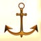 3d illustration. Gold stylized anchor