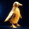 3d illustration of a golden Egyptian bird on a dark background. generative AI