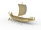 3d illustration of golden egyptian boat.