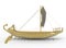 3d illustration of golden egyptian boat.