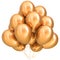 3D illustration of golden party helium balloons birthday decoration