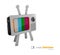 3d Illustration of Gray classic tv and smart phone, colorful no signal background