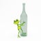 3D Illustration Green Frog with a Green Bottle
