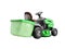 3d illustration green garden mini tractor lawnmower with grass container rear view on white background no shadow