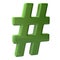 3d illustration green hashtag sign