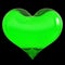 3d illustration of green heart shape made of glass night vision stylized