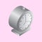 3D illustration of grey alarm clock on pink.