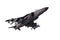 3D illustration of a grey military jet fighter aircraft armed with missiles in flight isolated on a white background