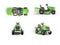 3D illustration group of green tractor lawnmower on white background with shadow