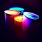 3d illustration of a group of multicolored candles on a dark background Generative AI