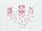 3D illustration group of pink diamonds stones