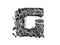 3D illustration grunge metal chain LETTER G, chrome alloy iron alphabe