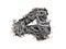 3D illustration grunge metal chain number 4, chrome alloy iron alphabe