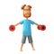 3d illustration the guy is engaged in dumbbells