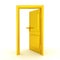 3D illustration of a half opened golden door