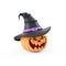 3d illustration of halloween pumpkin wearing hat