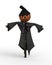 3D illustration of a Halloween scarecrow wearing old coat, scarf and hat isolated on a white background